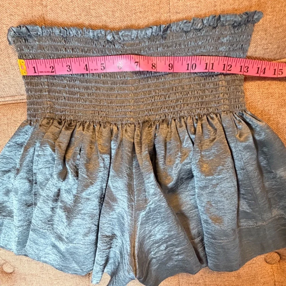 KOCH‎ Erica Steel Gloss Metallic Smocked Mini Skort Size M Made in USA